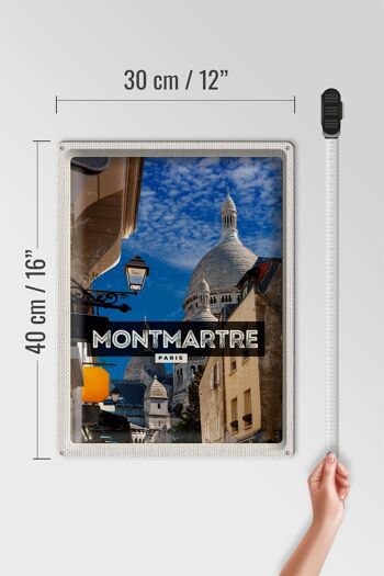 Plaque tôle voyage 30x40cm Montmartre Paris centre ville 4