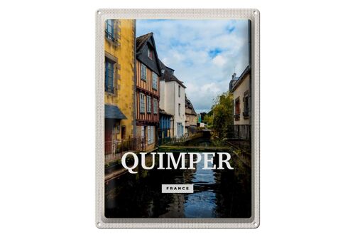 Blechschild Reise 30x40cm Quimper France Altstadt Fluss Geschenk