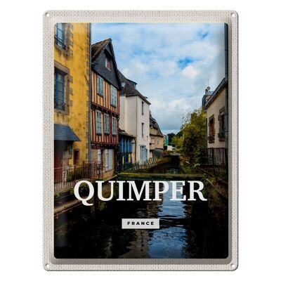 Blechschild Reise 30x40cm Quimper France Altstadt Fluss Geschenk