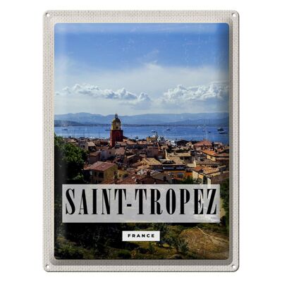 Cartel de chapa de viaje, 30x40cm, Saint-Tropez, Francia, cartel panorámico