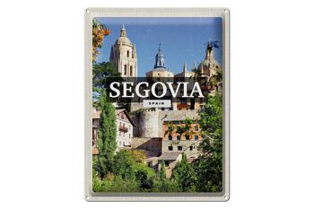 Plaque en tôle voyage 30x40cm Ségovie Espagne vue sur le château 1