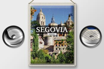 Plaque en tôle voyage 30x40cm Ségovie Espagne vue sur le château 2