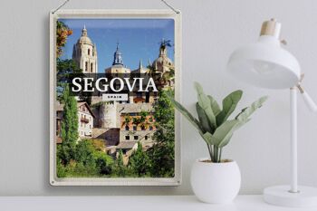 Plaque en tôle voyage 30x40cm Ségovie Espagne vue sur le château 3