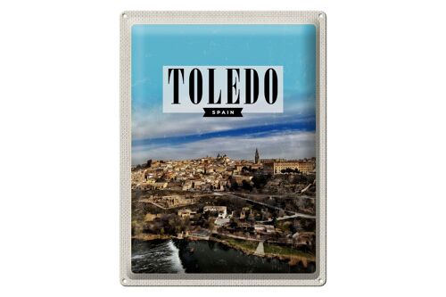 Blechschild Reise 30x40cm Toledo Spain Panorama Stadt Urlaub