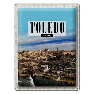 Blechschild Reise 30x40cm Toledo Spain Panorama Stadt Urlaub