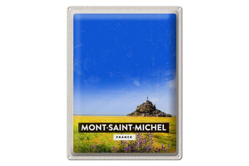 Blechschild Reise 30x40cm Mont-Saint-Michel France Kathedrale