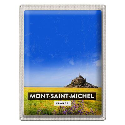 Cartel de chapa de viaje 30x40 cm Mont-Saint-Michel Francia Catedral