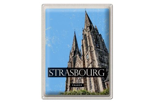 Blechschild Reise 30x40cm Strasbourg France Kathedrale Geschenk