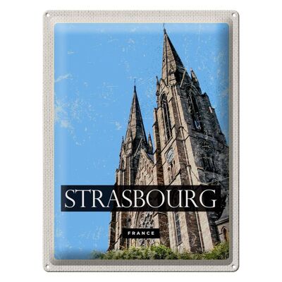 Tin sign travel 30x40cm Strasbourg France Cathedral gift
