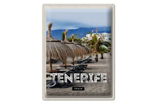 Blechschild Reise 30x40cm Tenerife Spain Urlaub Strand Palmen
