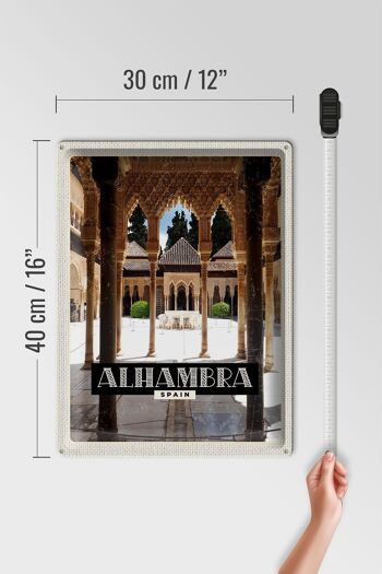 Panneau en étain voyage 30x40cm, Alhambra espagne, vacances touristiques 4