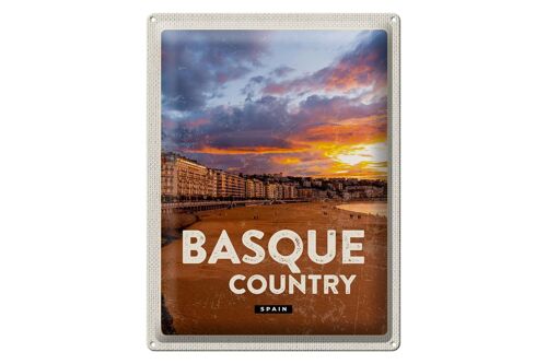 Blechschild Reise 30x40cm Basque Country Spain Sonnenuntergang