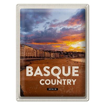 Targa in metallo da viaggio 30x40 cm Paesi Baschi Spagna Tramonto