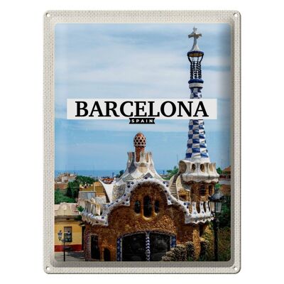 Targa in metallo da viaggio 30x40 cm Barcellona Spagna località di villeggiatura mare