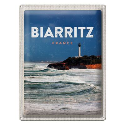 Blechschild Reise 30x40cm Biarritz France Meer Urlaub Geschenk