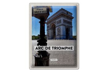 Plaque tôle voyage 30x40cm Arc de Triomphe Paris vue latérale 1