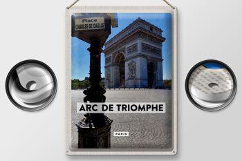 Plaque tôle voyage 30x40cm Arc de Triomphe Paris vue latérale 2