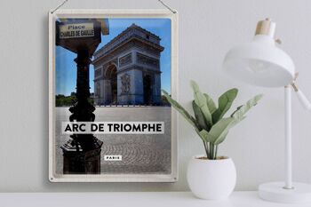Plaque tôle voyage 30x40cm Arc de Triomphe Paris vue latérale 3
