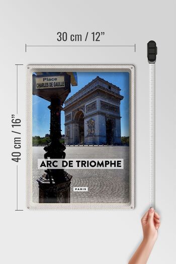 Plaque tôle voyage 30x40cm Arc de Triomphe Paris vue latérale 4