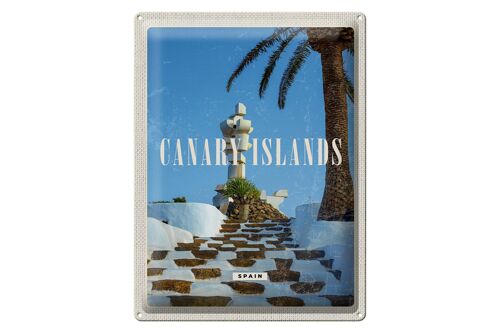 Blechschild Reise 30x40cm Canary Islands Spain Urlaub Palmen