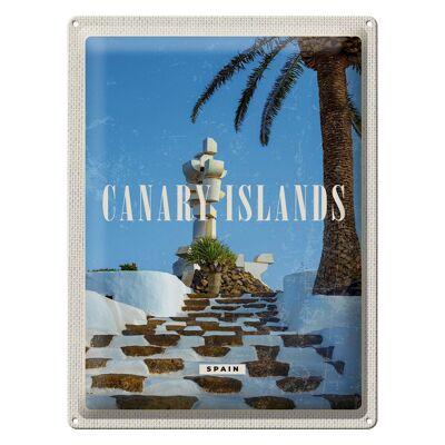 Targa in metallo da viaggio 30x40 cm Isole Canarie Spagna Vacanze Palme