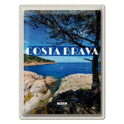 Blechschild Reise 30x40cm Costa brava Spain Meer Berge Urlaub