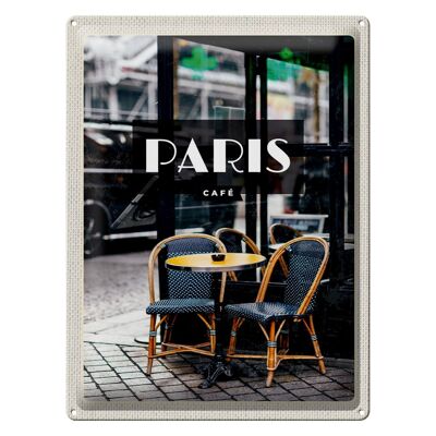 Tin sign travel 30x40cm Paris Cafe Retro travel destination poster