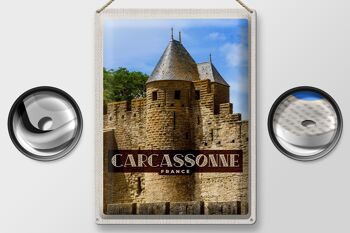 Plaque en tôle voyage 30x40cm Carcassonne Franca Patrimoine Mondial 2