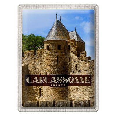Targa in metallo da viaggio 30x40 cm Carcassonne Franca Patrimonio dell'Umanità
