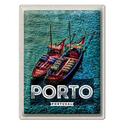 Targa in metallo da viaggio 30x40 cm Porto Portogallo barche a vela