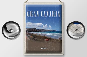 Signe en étain voyage 30x40cm Gran Canaria espagne mer plage rétro 2