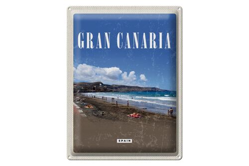 Blechschild Reise 30x40cm Gran Canaria Spain Meer Strand Retro