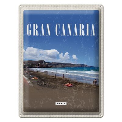 Targa in metallo da viaggio 30x40 cm Gran Canaria Spagna Mare Spiaggia Retro