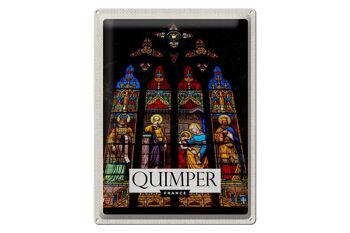 Plaque tôle voyage 30x40cm Quimper Cathédrale Saint Corentin 1