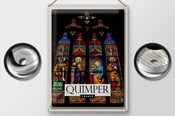 Plaque tôle voyage 30x40cm Quimper Cathédrale Saint Corentin 2