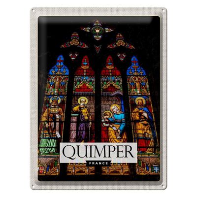 Cartel de chapa viaje 30x40cm Catedral de Quimper Saint Corentin