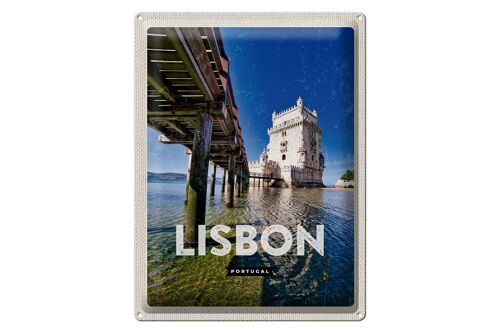 Blechschild Reise 30x40cm Lisbon Portugal Meer Reiseziel Urlaub