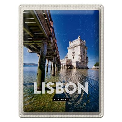 Signe en étain voyage 30x40cm, Lisbonne, Portugal, Destination de voyage en mer, vacances