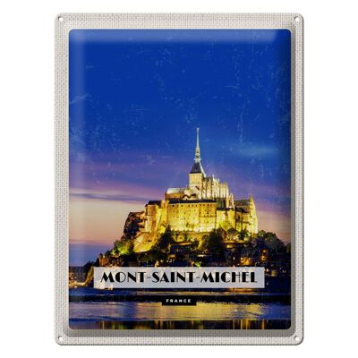 Cartel de chapa viaje 30x40cm destino de viaje Mont-Saint-Michel Francia