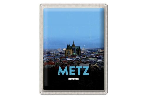 Blechschild Reise 30x40cm Metz France Panorama Retro Geschenk