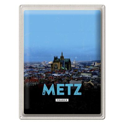 Blechschild Reise 30x40cm Metz France Panorama Retro Geschenk