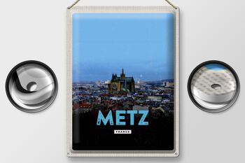 Signe en étain voyage 30x40cm Metz France Panorama rétro cadeau 2