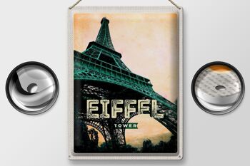 Panneau de voyage en étain, 30x40cm, tour Eiffel, image rétro, Destination de voyage 2