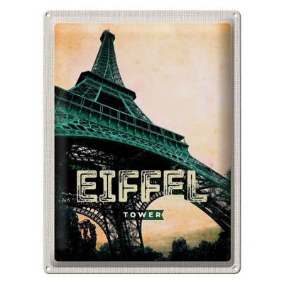 Targa in metallo da viaggio 30x40 cm Torre Eiffel Immagine retrò Destinazione di viaggio