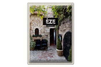 Plaque tôle voyage 30x40cm Eze France maison en pierre architecture 1