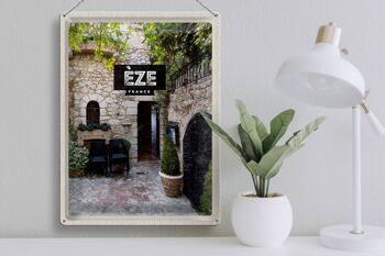 Plaque tôle voyage 30x40cm Eze France maison en pierre architecture 3