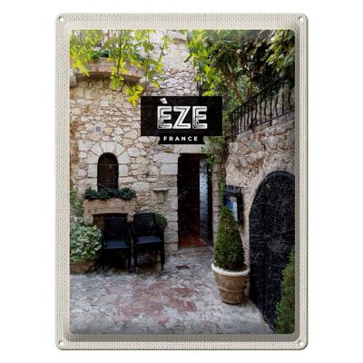 Cartel de chapa viaje 30x40cm Eze Francia arquitectura de la casa de piedra