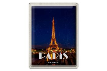 Panneau de voyage en étain, 30x40cm, Paris, France, tour Eiffel, veilleuses 1