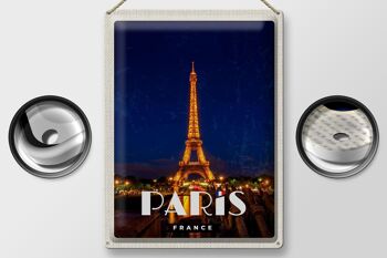 Panneau de voyage en étain, 30x40cm, Paris, France, tour Eiffel, veilleuses 2