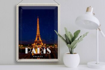 Panneau de voyage en étain, 30x40cm, Paris, France, tour Eiffel, veilleuses 3